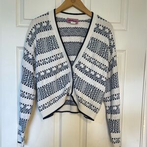 Vintage Patterned Navy and Blue Sweater